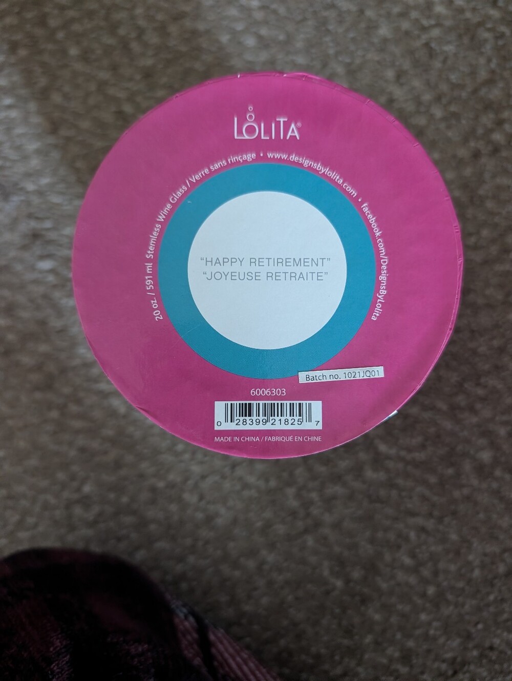 Lolita Pink and Teal 'Happy Retirement' Wine Box Gift Box